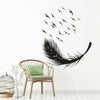 Large Feather Wall Art Stickers Birds Vinyl Decal Living Room Bedroom Home Decor