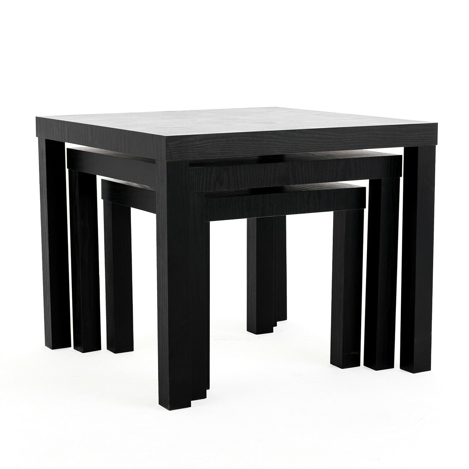 Nest of 3 Coffee Table Side Nested Table Living Room Furniture Black