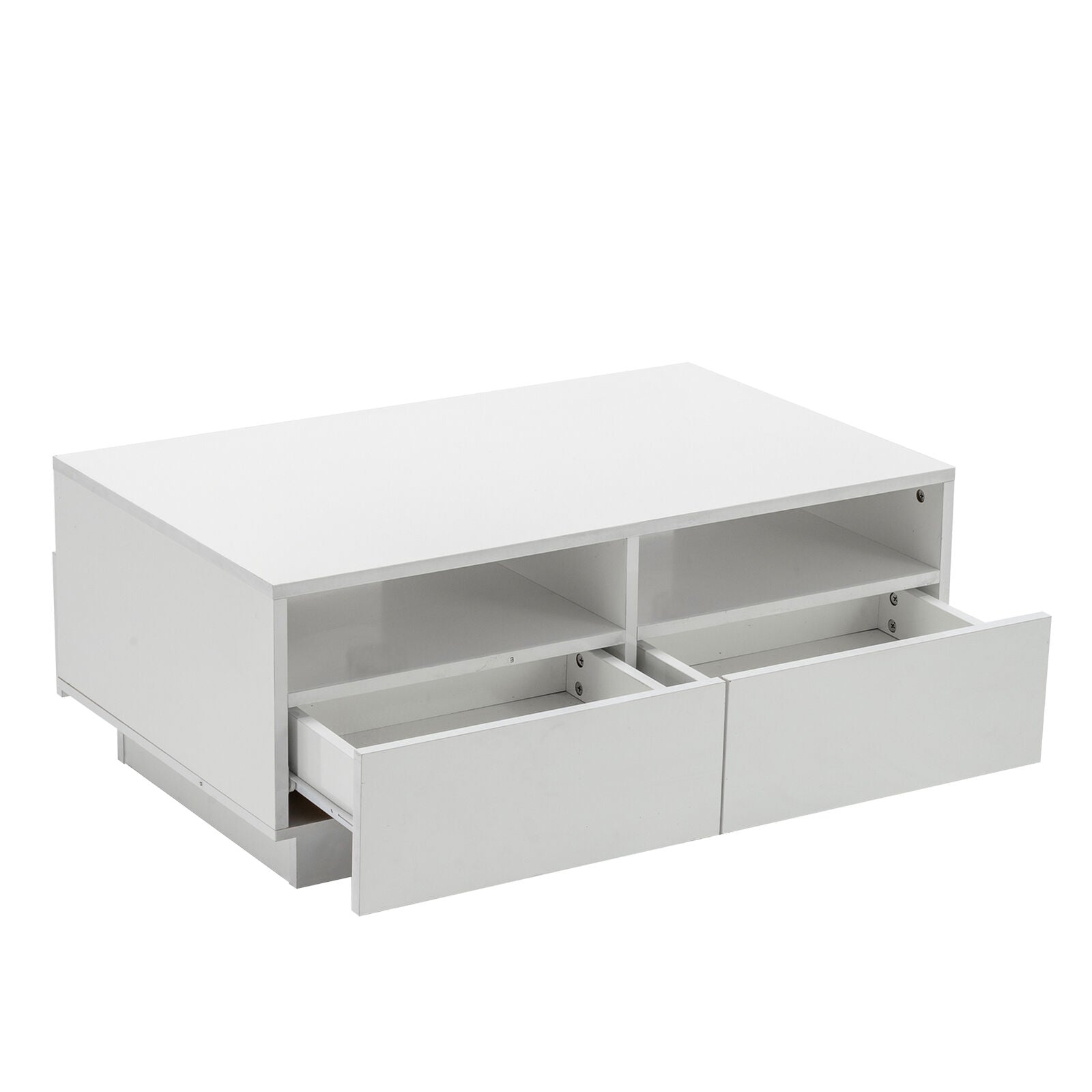 LED Light High Gloss Coffee Table Storage Shelf and 4 Drawers Home Living Room