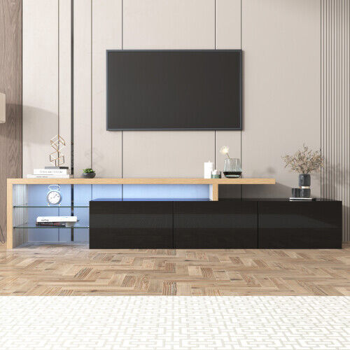 LED TV Stand Cabinet Unit Modern High Gloss 197cm Entertainment Unit Cabinet HT