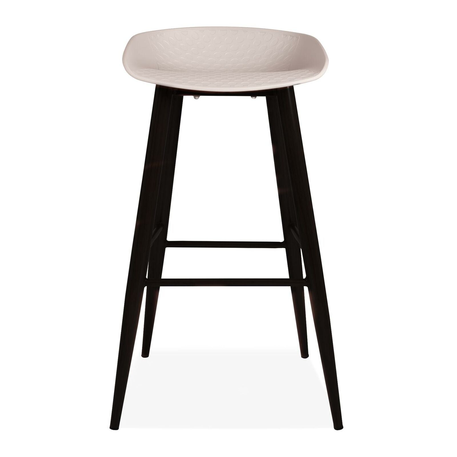 2x Light Grey Barstools Plastic Seat and Black Metal Legs Home Kitchen Bar