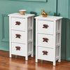 Pair of White Bedroom Bedside Table Unit Cabinet Nightstand with 3 Drawers UK