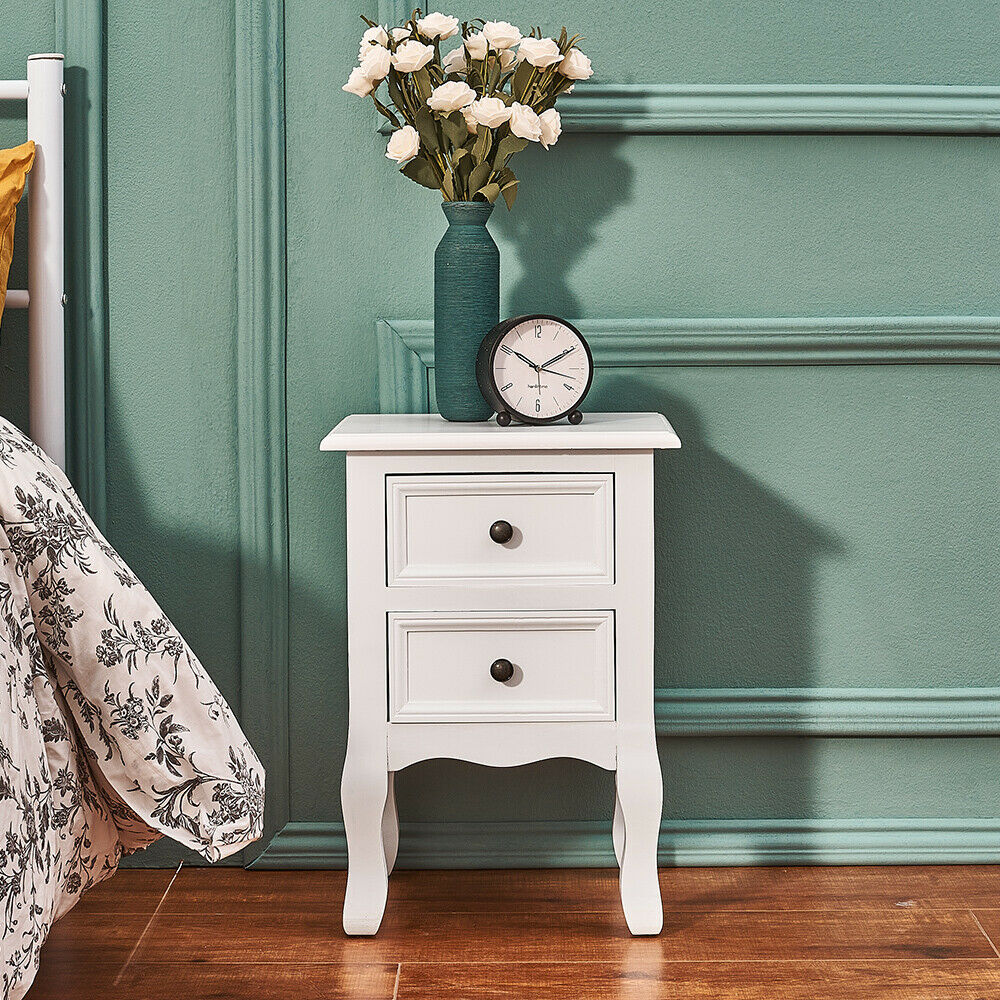 White Bedside Table With Drawer Cabinet Bedroom Furniture Storage Nightstand