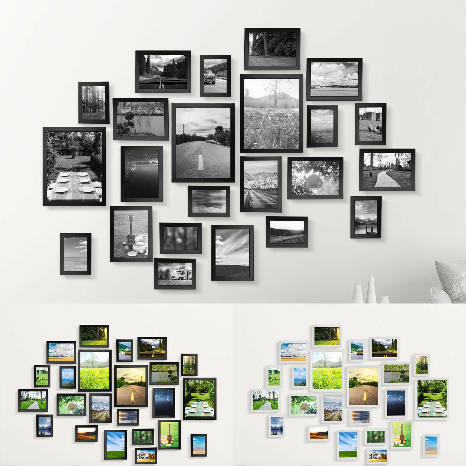 23PCS Multi-Picture Family Collage Photo Frame Frames Aperture Art Deco Wall Set