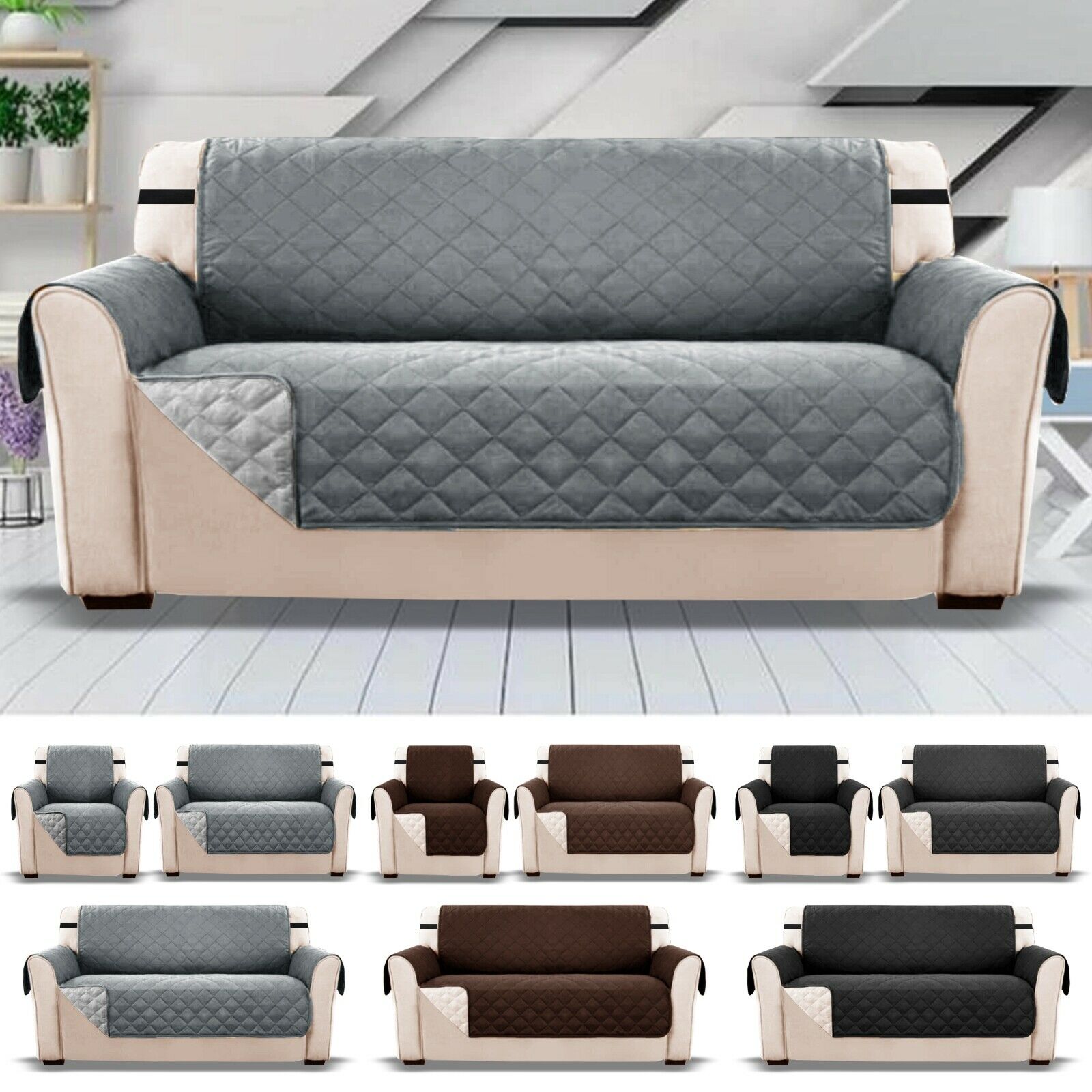Sofa Covers Quilted Throw Washable Anti Slip Cover Couch Furniture Protector Pet