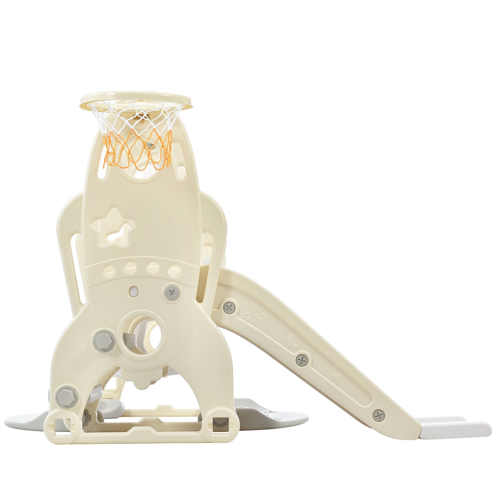 4 in 1 Kids Swing & Slide Set Toddler Baby In/Outdoor Climber Basketball Hoop HT