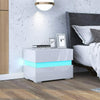 2x White High Gloss Chest of 2 Drawers Bedside Table Cabinets Nightstand RGB LED
