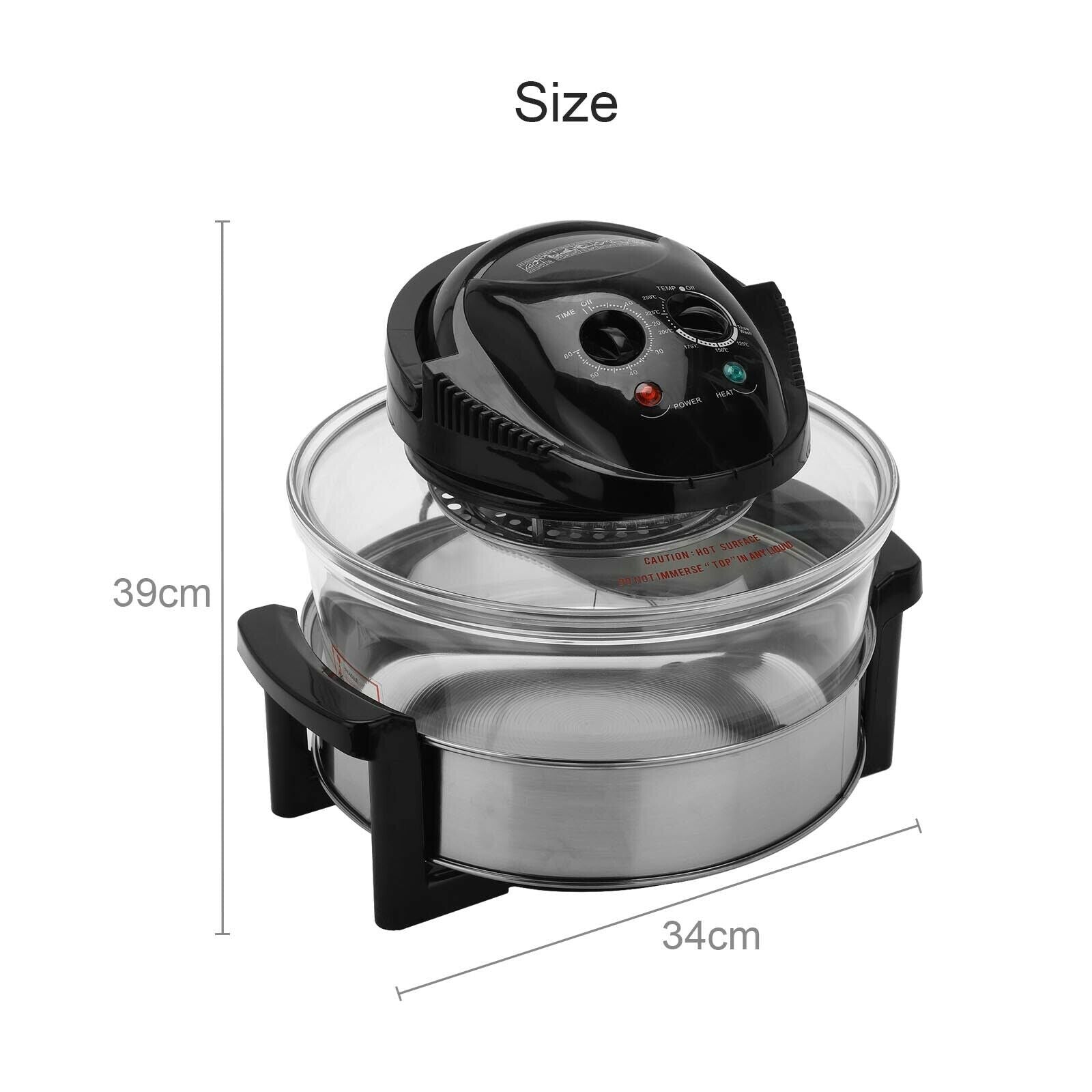 17Litre Large Halogen Convection Oven Multi-function Cooker Low Fat Fryer Black