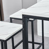 Bar Table and 4 Stools Set Breakfast Dining Table White Marble Effect Kitchen BN