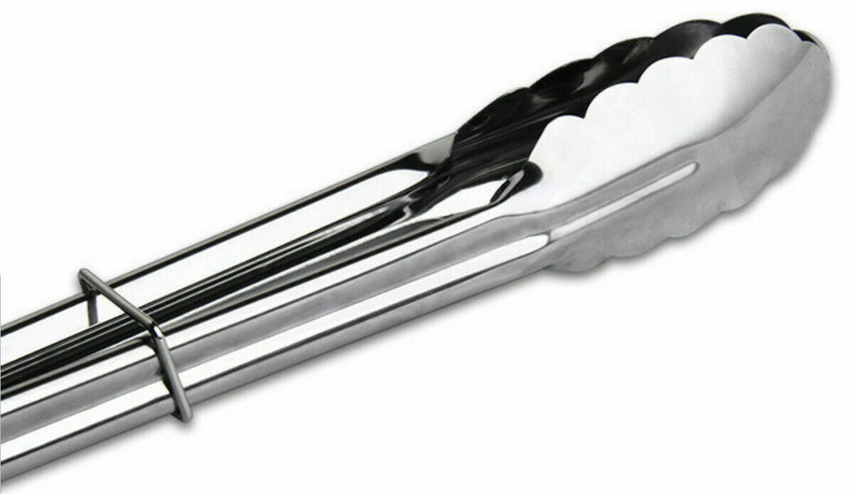 2 X Stainless Steel Salad Tongs BBQ Kitchen Cooking Food Serving Utensil Tong