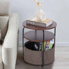 3-Tier Round Sofa Side End Tray Coffee Table Bedside Desk with Storage Basket