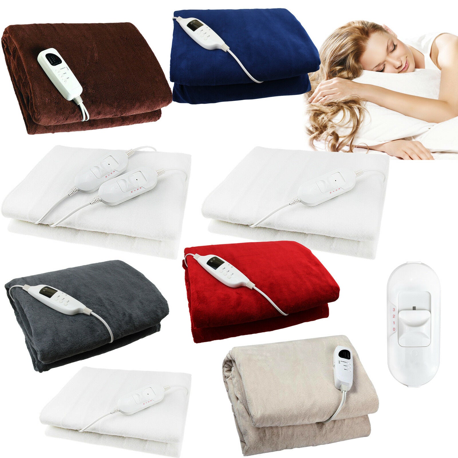 Electric Heated Throw Over Under Blanket Fleece Washable Polyester Warm Mattress