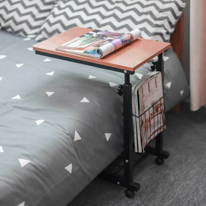 Adjustable Sofa Side End Coffee Table With Wheels C-Shaped Laptop Notebook Desk