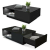 Living Room Table High Gloss Rectangle Coffee Tables with 1 Storage Drawer Black