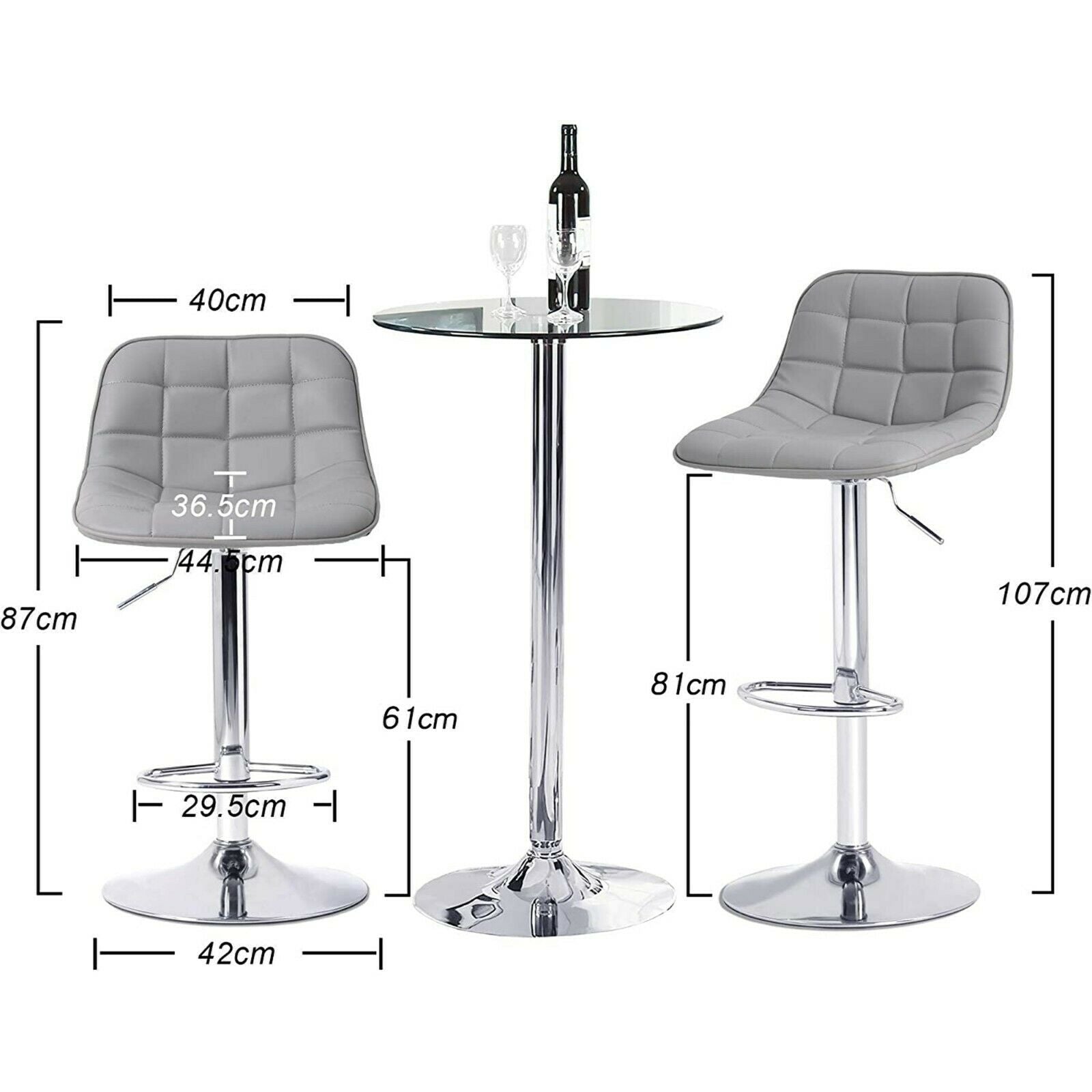 2×Bar Stools Leather / Velvet Chairs Breakfast Chair Swivel Gas Lift Adjustable