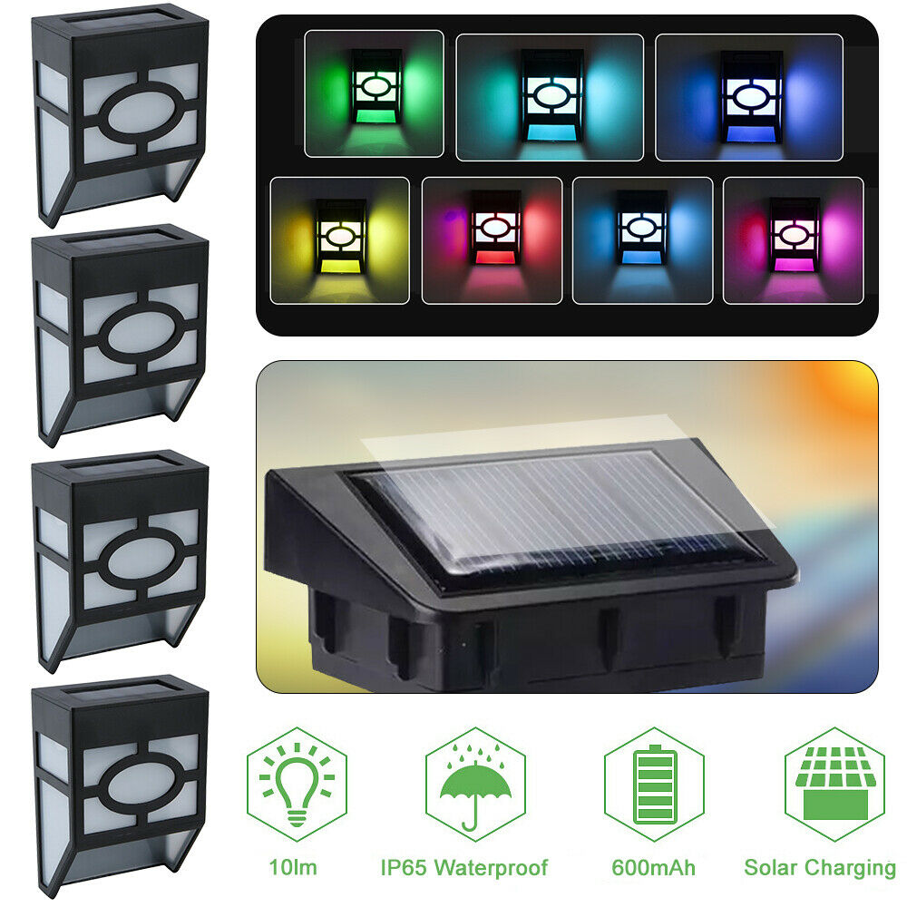 8x Super Bright LED Solar Powered Wall Lights Door Fence Outdoor Garden Lighting