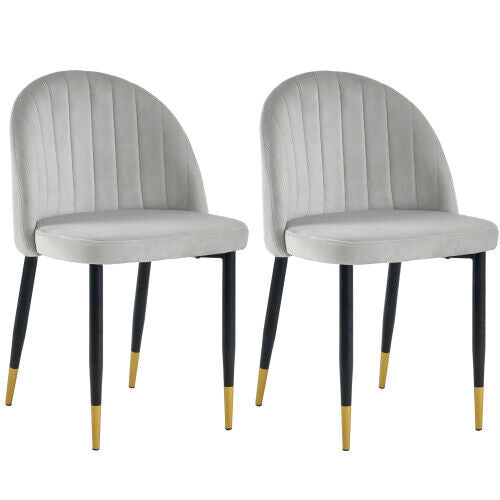 Set of 2 Modern Velvet Dining Chairs Accent Chairs Kitchen Leisure Chairs HT