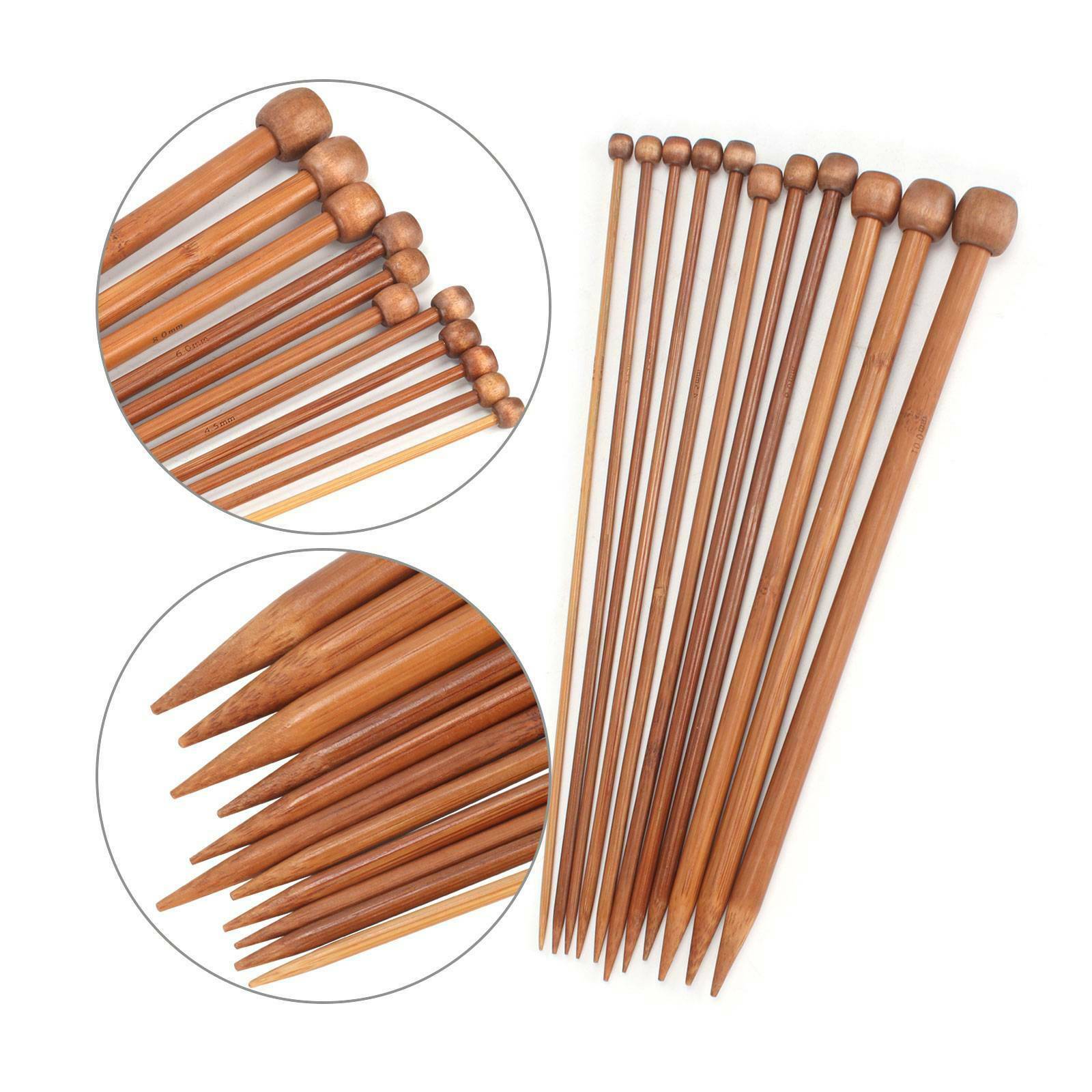 Bamboo Knitting Needles Set Carbonized Bamboo Knitting Needles Wooden Single UK