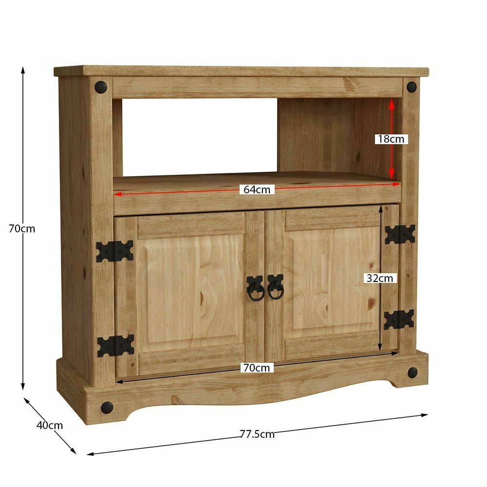 Corona Corner TV Unit Mexican Solid Waxed Pine Entertainment Cabinet Furniture
