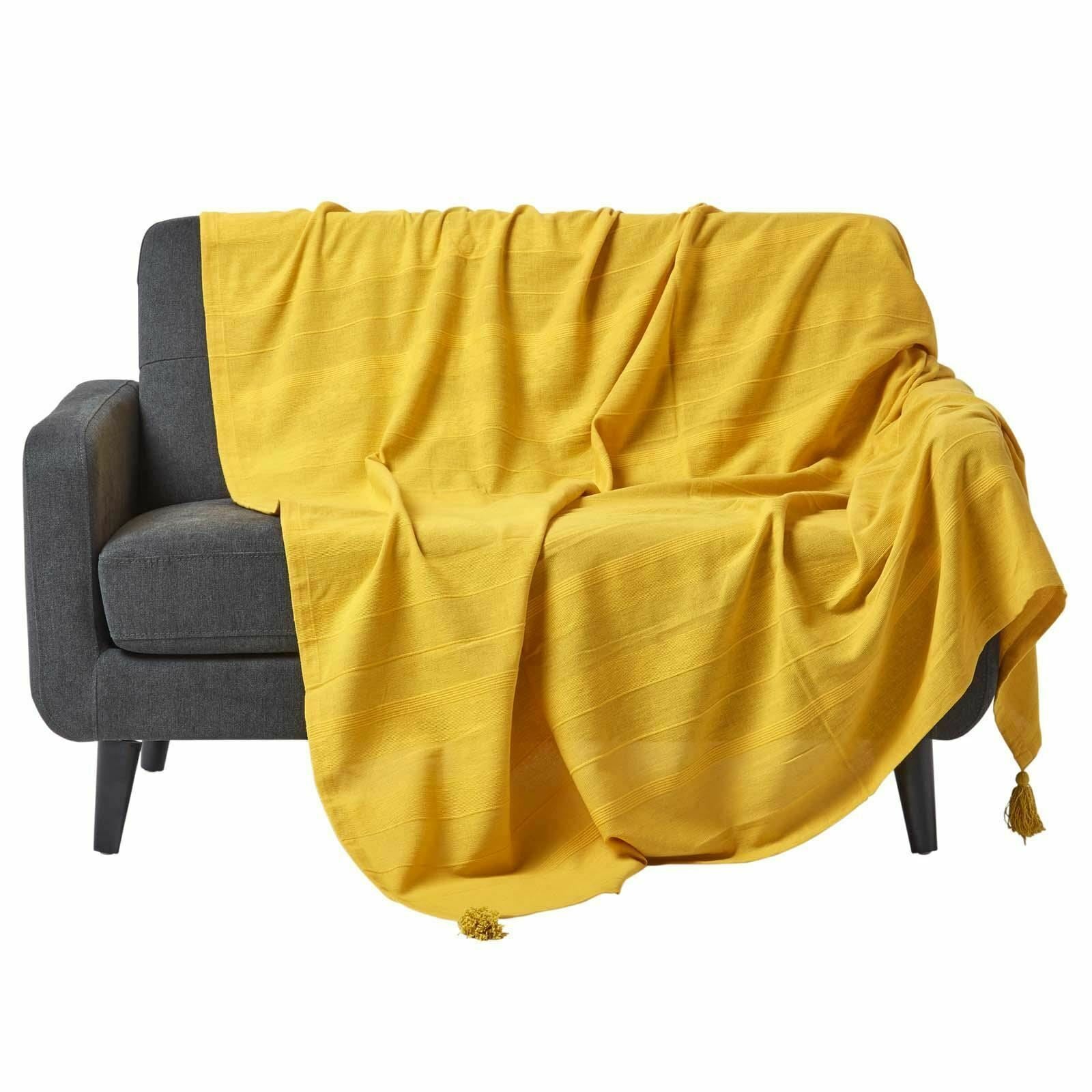 Extra Large Cotton Throws for Sofas Settee Bedspread Bed Covers Blankets