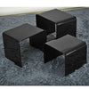 Set of 3 Glass Nest of Side Tables for Cafe Home Tea Coffee Curved Glass Table