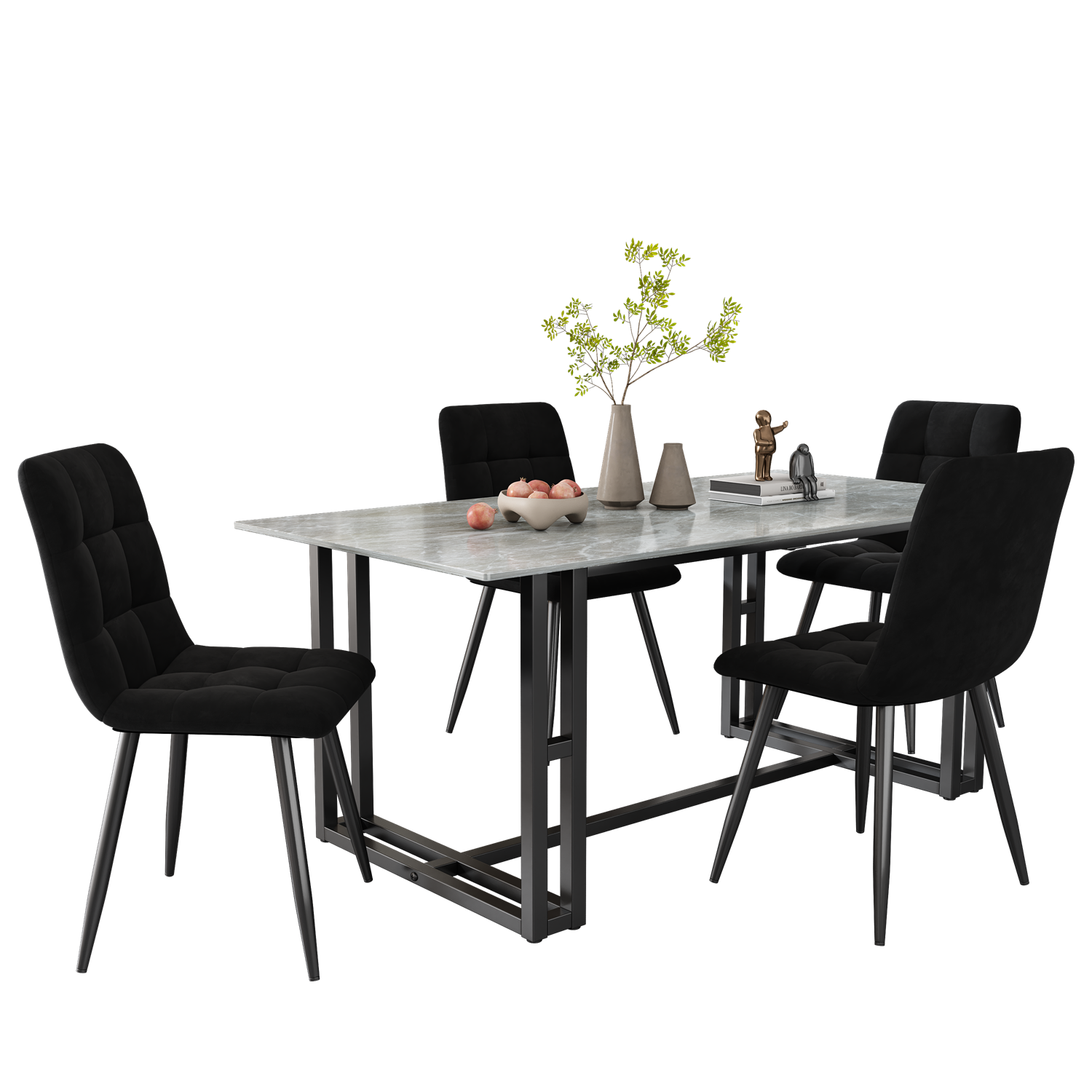 Dining Chairs Set of 4 Velvet/Linen Upholstered Chair Lounge Counter Chairs HT