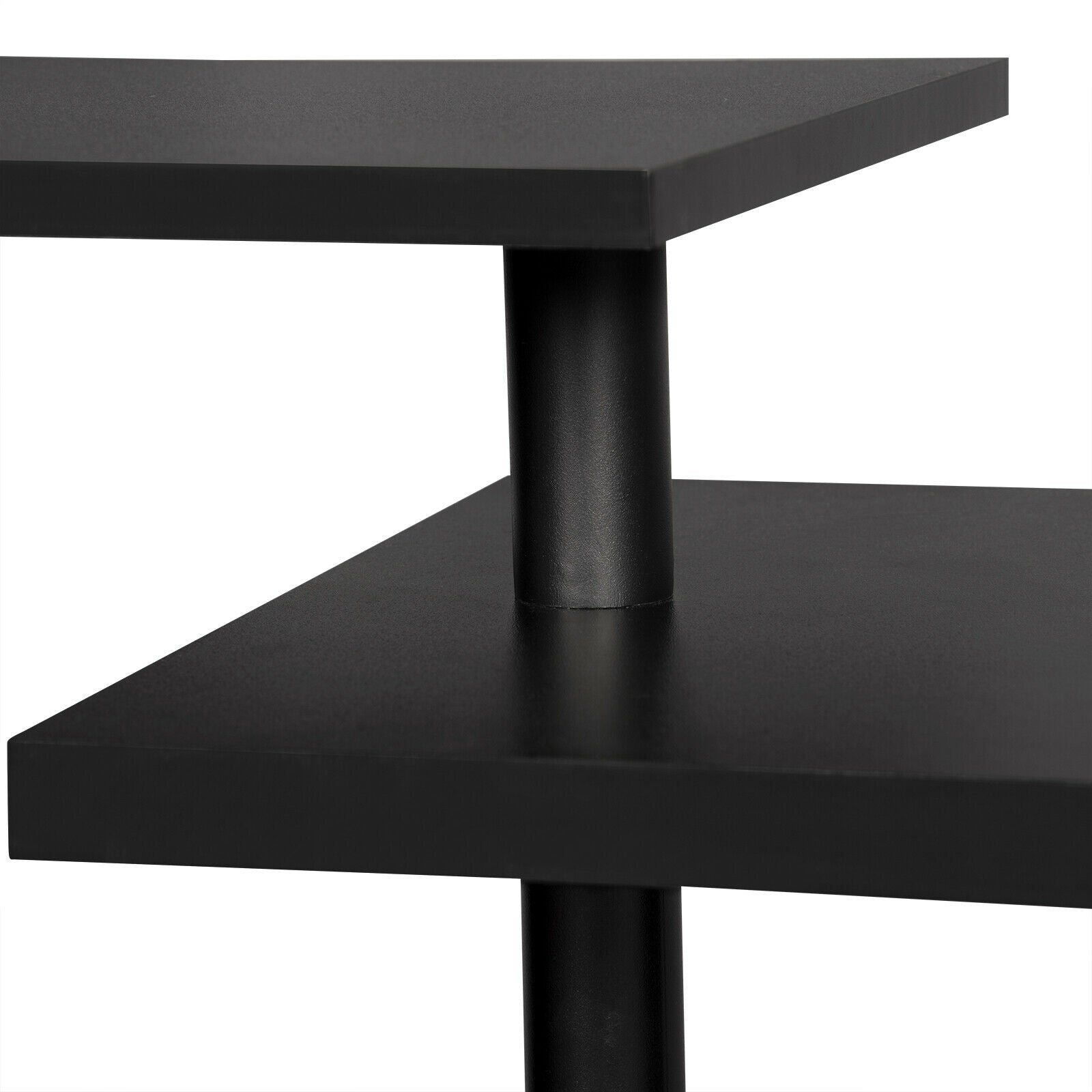 Bar Table Kitchen Dining Breakfast Table with 3-Tier Storage Shelves MDF Metal