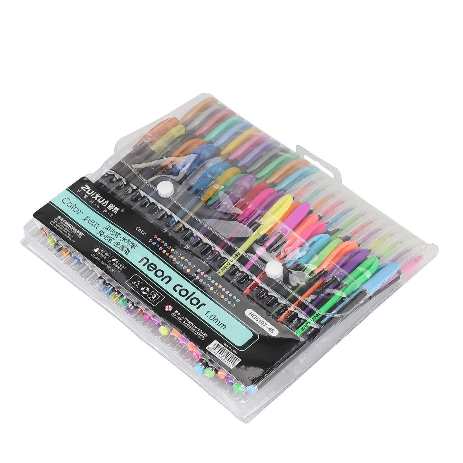 48 Gel Pen Set Metallic Pastel Glitter Neon Gel Pens For Adult Colouring Book UK