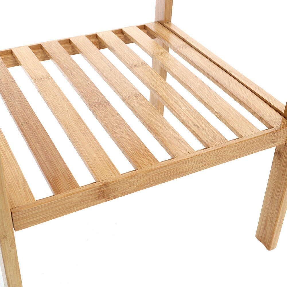 3/4/5 Tiers Wood Bamboo Bathroom Kitchen Ladder Shelf Storage Rack Free Standing