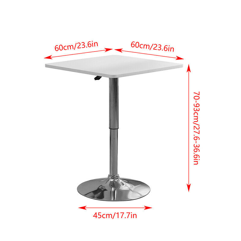 Bar Table Side Breakfast Table Adjustable Chrome 360 Swivel Bistro Black/White