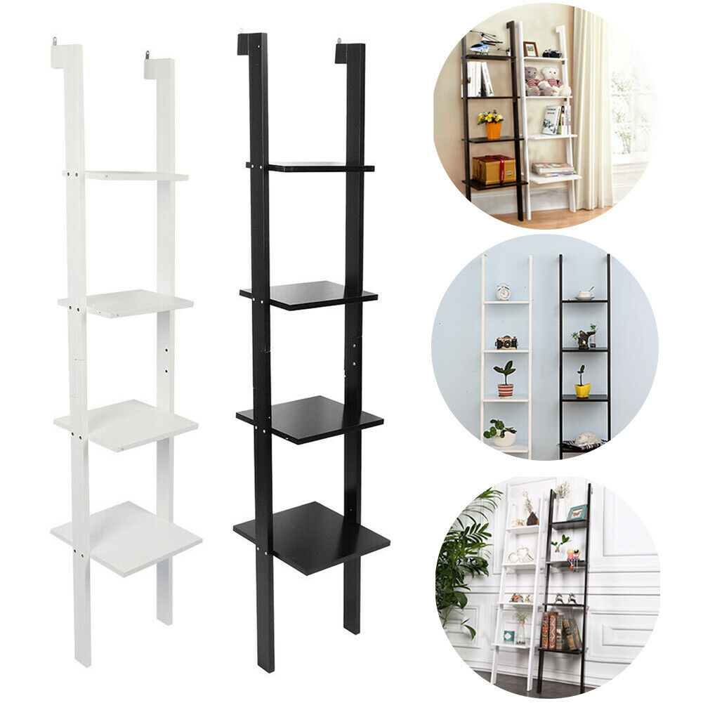 4 Tier Ladder Shelving Unit 5 Tier Display Bookshelf Bookcase Wall Shelf Storage