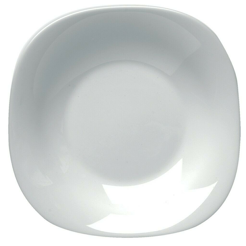 Bormioli Parma 18pc Square Dinner Service Set Opal Glass Dinnerware Dining Plate