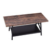 2 Tier Retro Coffee Table Rectangle Rustic Wood Living Room Table With Shelf