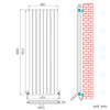 Vertical Designer Radiator 1800 x608mm  Double Flat Panel Heating Rads