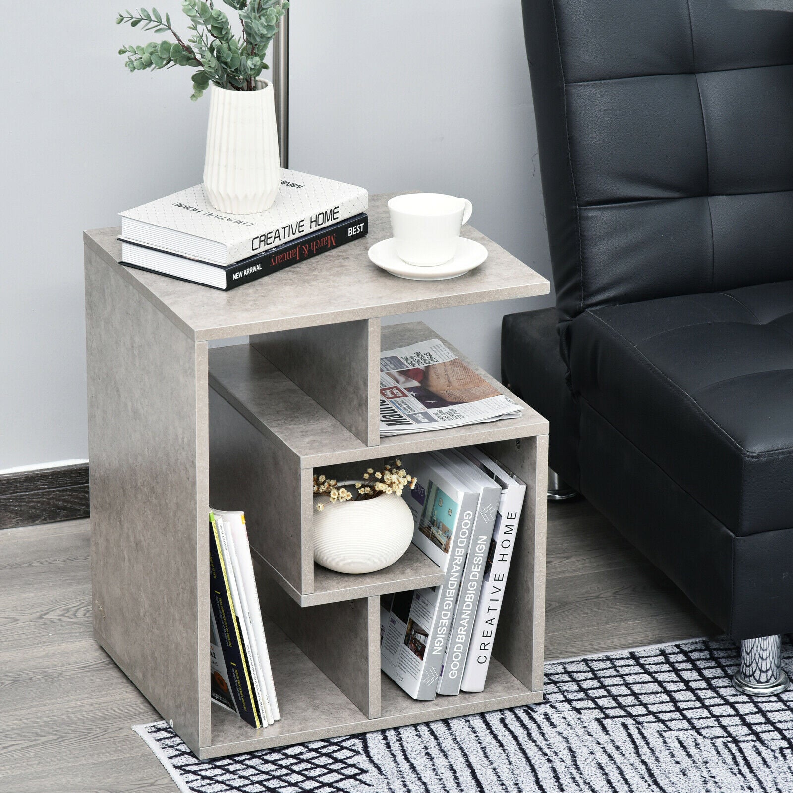 3-Tier Side End Table Open Shelves Storage Coffee Book Magazine Desk Living Room