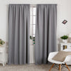 2xCurtains Blackout Pencil Pleat top Rod Pocket Window for Bedroom Grey