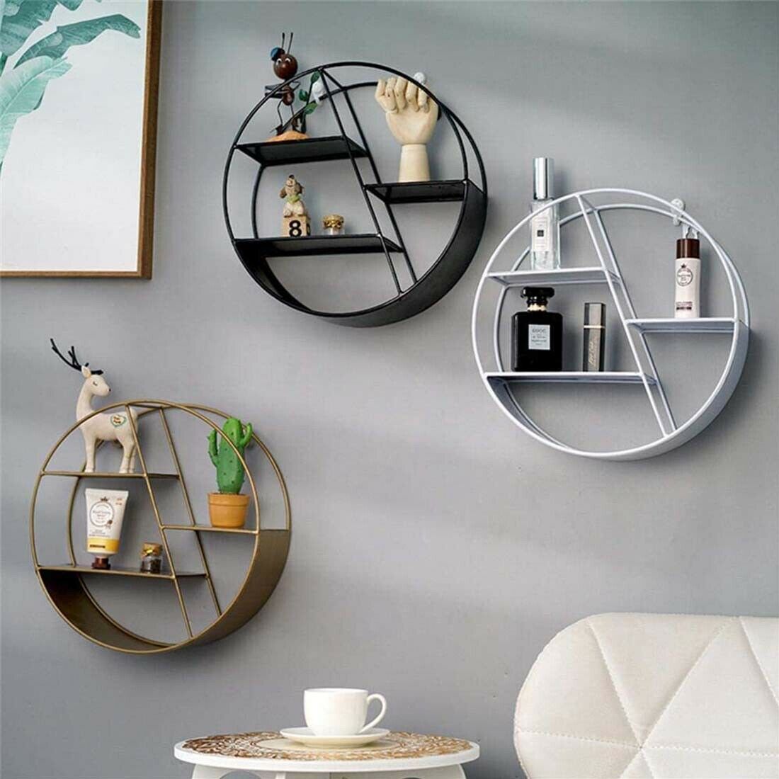 Floating Shelves Metal Wall Shelf Decorative Office Storage Hanging Display Rack