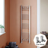 Chrome Towel Rail Radiator Rads Bathroom Heated Straight Ladder Warmer w/ Valves