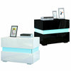 High Gloss Bedside Table Nightstand Chest Cabinet Unit with Drawers LED Lighting