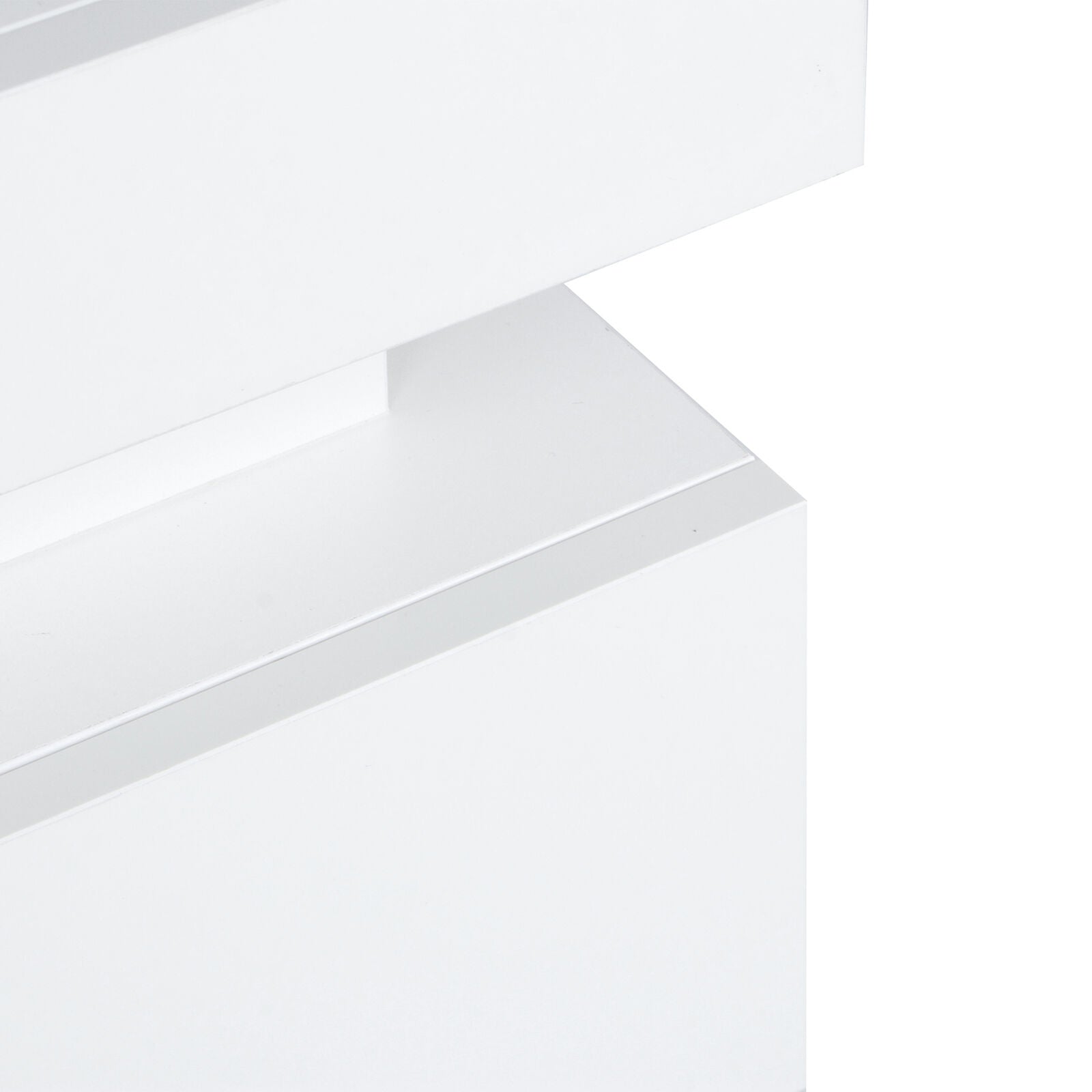 White LED Light Bedside Table Nightstand Cabinet High Gloss 2 Drawers Flip Cover