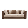 3 Seater Brown Beige Leather Fabric Sofa Armchair Couch with Footstool Option