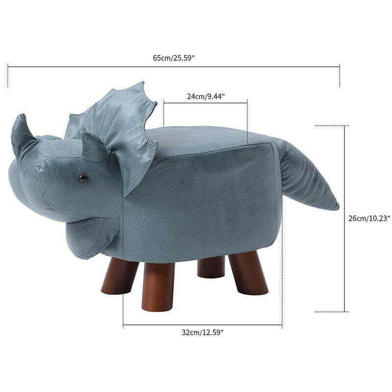 Kid's Fabric Animal Footstool Padded Cushion Rest Bedroom Pouffe Dinosaur