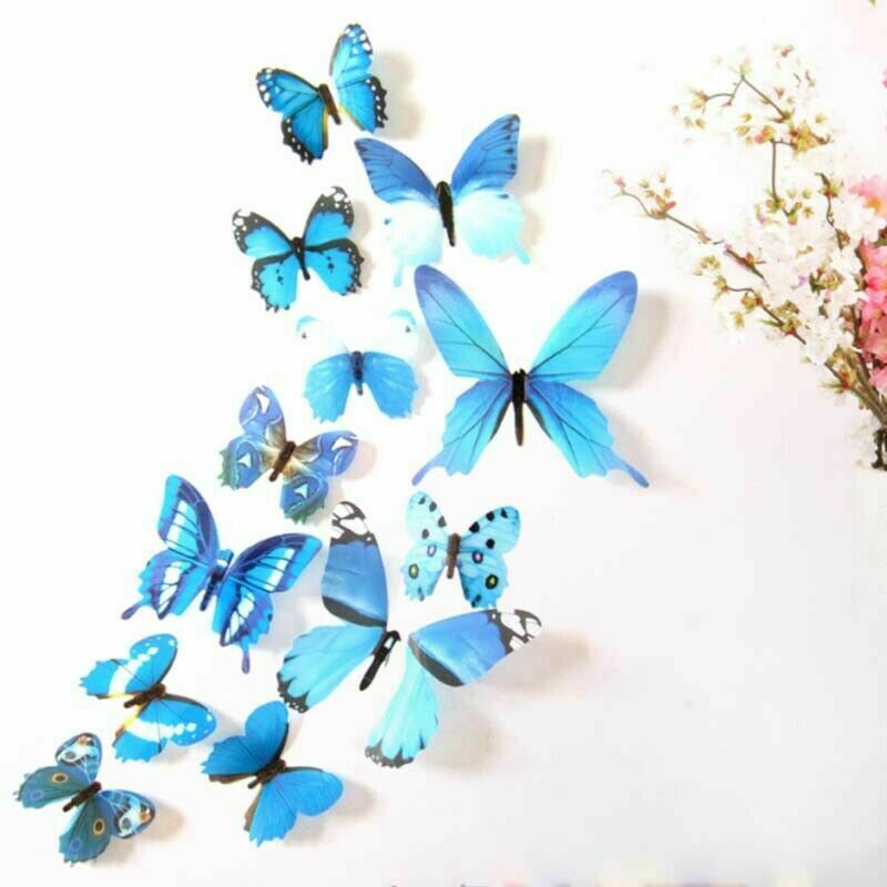 12 x 3D Butterfly Wall Stickers Home Decor Room Decoration Sticker Bedroom Girl