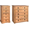 Corona 5 Drawer Chest Distressed Waxed Solid Wood Pine Storage Bedroom Furniture