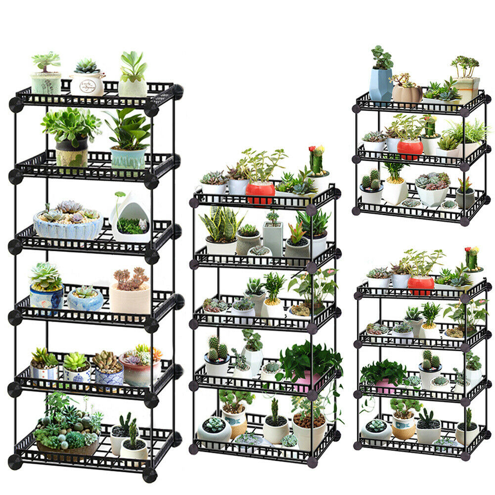 3/4/5/6Tier Wire Metal Shelving Flower Shelf Plant Display Rack Planter Pot Rack
