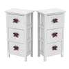 Pair of White Bedroom Bedside Table Unit Cabinet Nightstand with 3 Drawers UK