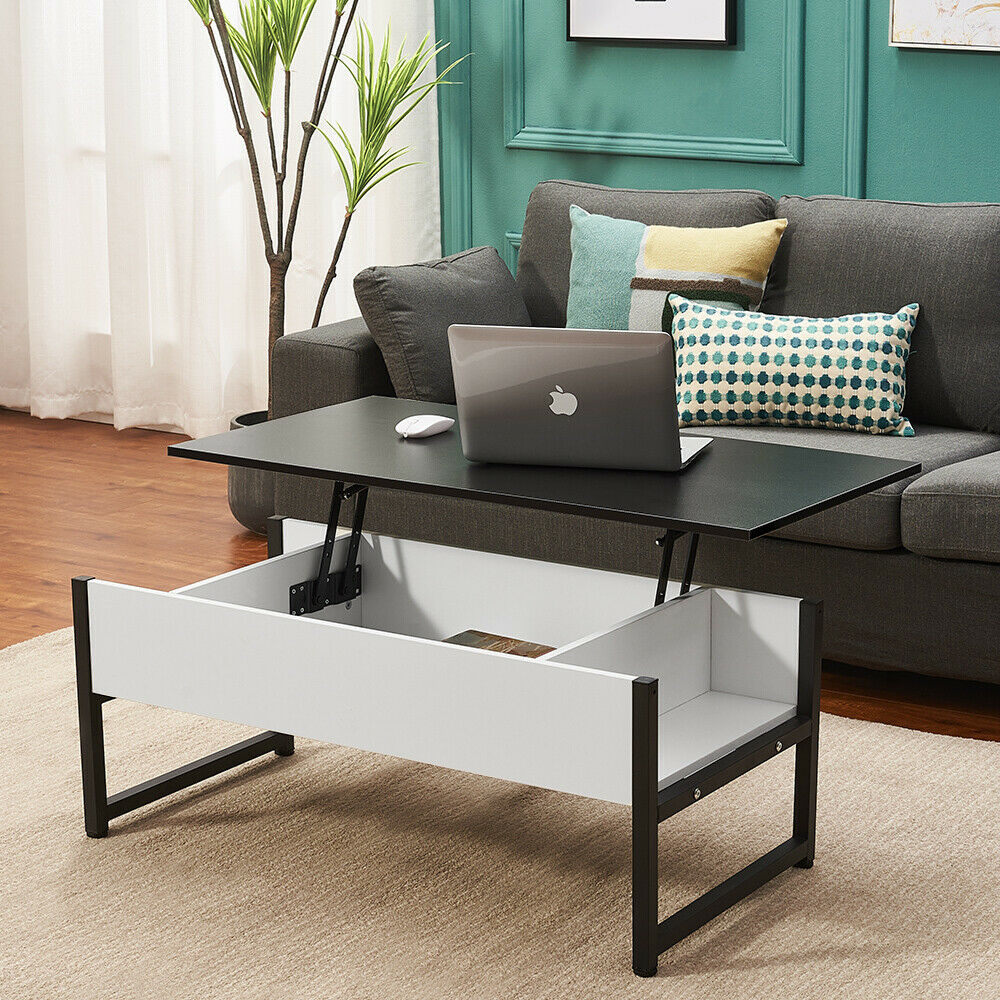 Lift Up Top Coffee Tables with Hidden Storage and Shelf Modern Sofa Side Table