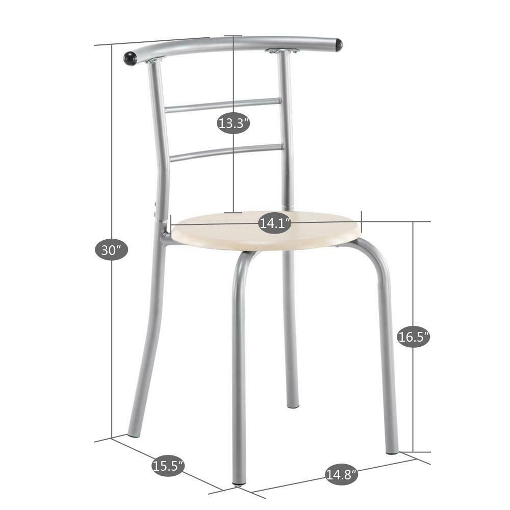 3 Pieces Dining Table and 2 Chairs Kitchen Breakfast Table Practical Durable UK