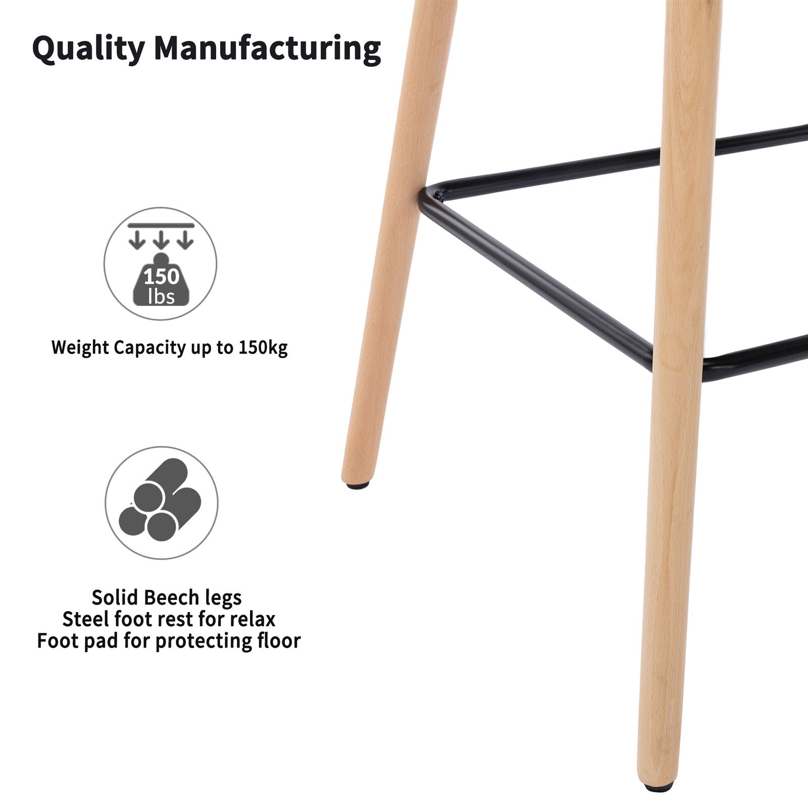 2x PU Leather Bar Stools Breakfast Seat Pub Chair Kitchen Dining Room Furniture