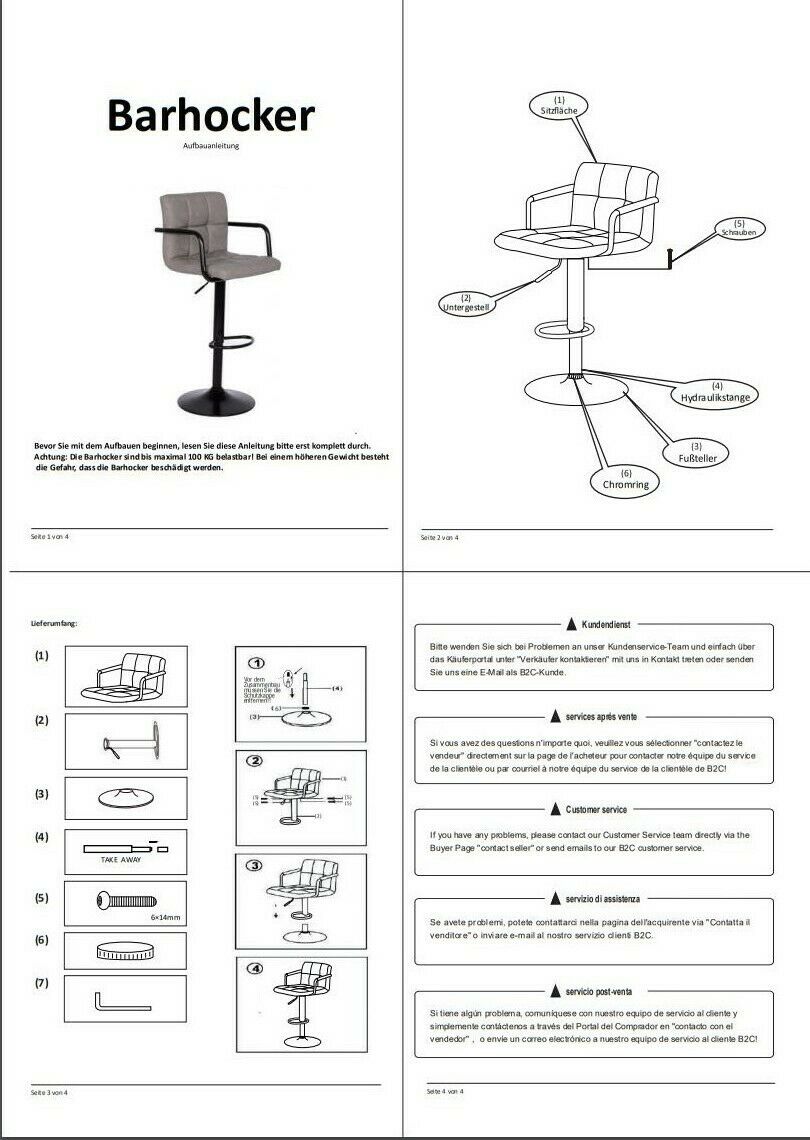 2x Bar Stools Bar Chairs Breakfast Stools for Kitchen Leather Adjustable Swivel